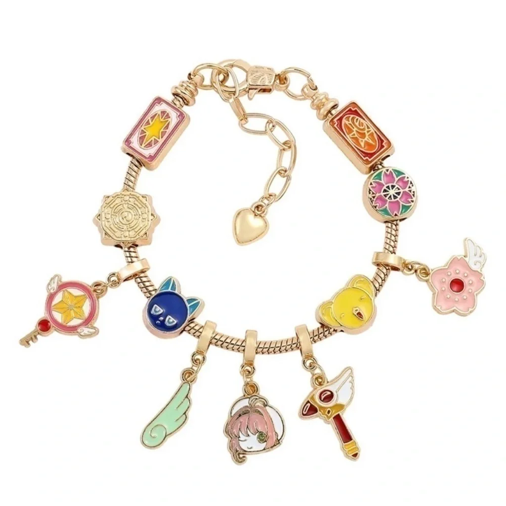 Gold Plated Cardcaptor Sakura Themed Anime Charm Bracelet Adjustable Sizing